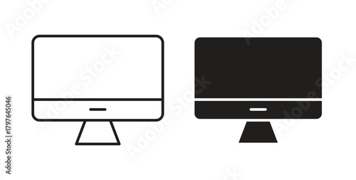 Desktop icons set isolated on white background flat vector illustration.