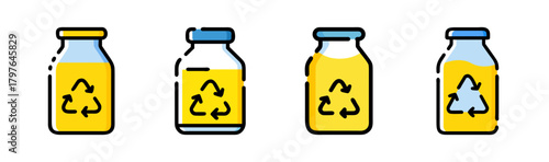 Recycling bottles with yellow liquid, sustainable environment design