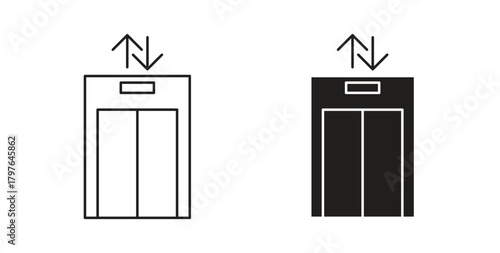 Elevator icons set isolated on white background flat vector illustration.