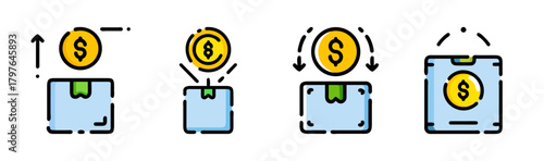 E-commerce payment, shipping, and delivery cost transaction icons