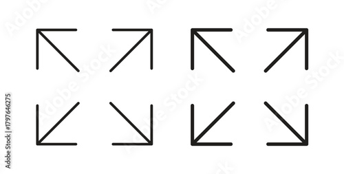 Expand icons set isolated on white background flat vector illustration.