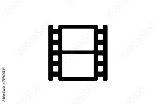 Minimalist black and white icon depicting a segment of motion picture film reel strip