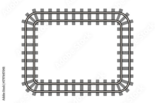 Decorative closed rectangular railway track frame border design element