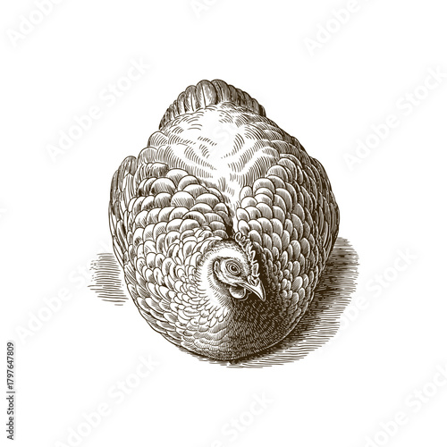 Vintage engraving woodcut hen vector illustration art design
