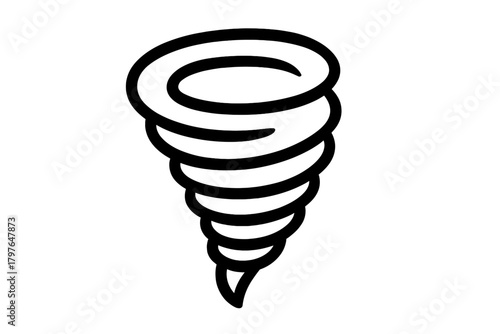 Powerful swirling tornado or destructive whirlwind symbol in stylized black outline