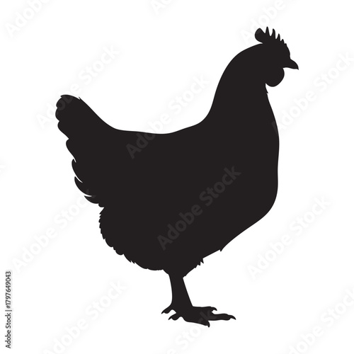 Hen Standing Side Profile Silhouette Vector Icon