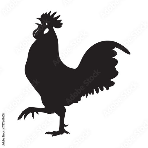 Crowing Rooster Silhouette Vector Graphic Icon