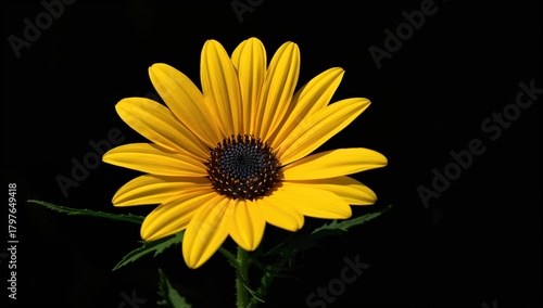 Yellow Heliopsis helianthoides blossom against a dark backdrop, ideal for editorial header background