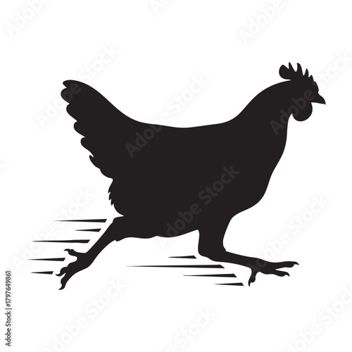 Running Chicken Silhouette Vector Graphic Design