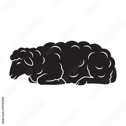 Resting Sheep Lying Down Silhouette Vector Art