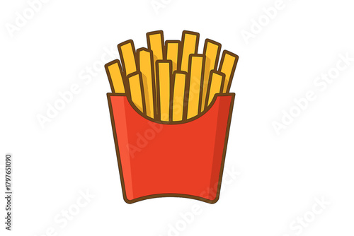 Golden crispy french fries packed tightly into a classic red paper container representing fast food snacks