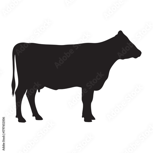 Dairy Cow Standing Side Profile Silhouette Vector