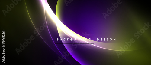 Abstract flowing lines, purple, yellow hues dominate dark background. Modern design element for digital projects.