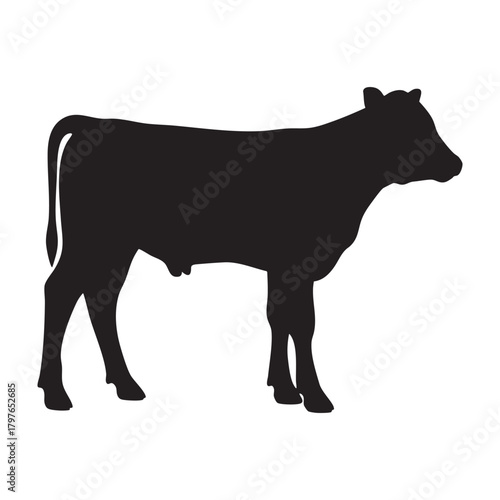 Small Calf Standing Silhouette Vector Illustration