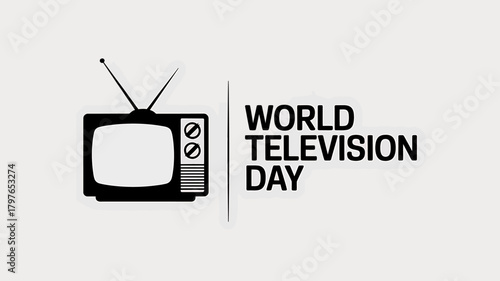 World television day graphic with retro television illustration