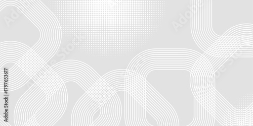 Carta da parati Abstract  Interwoven White Line Pattern on Halftone Gray Background
