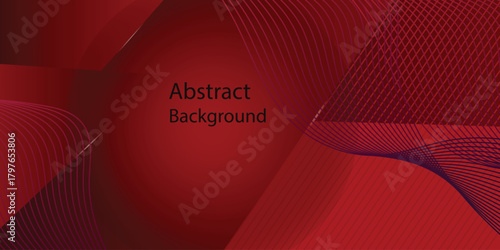 Abstract Red background. Dynamic shapes composition. Abstract simple dark red gradient illustration background with 3d look overlap square with shadow and line pattern