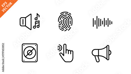 Modern sense, communication, and security technology line icons