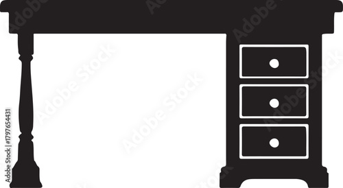 Wooden office desk silhouette vector