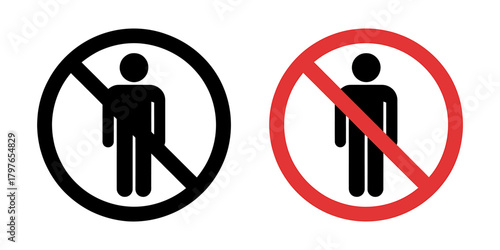 No entry person signs: restriction and prohibition symbols set