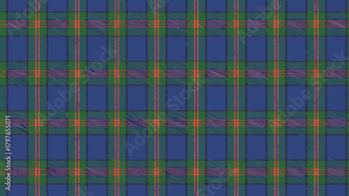 Classic scottish tartan pattern with blue, green, and orange stripes
