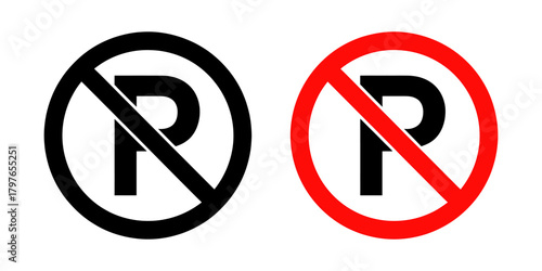 No parking sign symbol vector icon. traffic prohibition logo