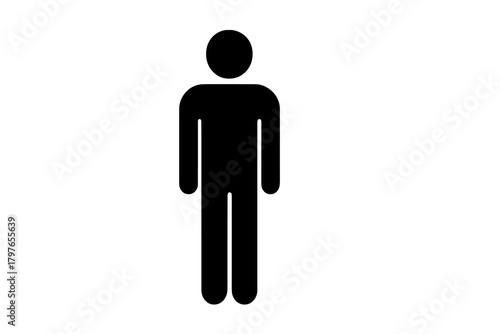 Minimalist black silhouette of a standing human figure used for public signage and universal representation