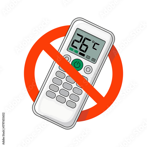 Forbidden air conditioning use, energy efficiency illustration