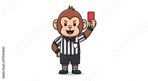 Cute Monkey Referee Showing Red Card