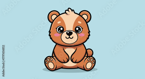 Cute Chibi Bear Cub Sitting