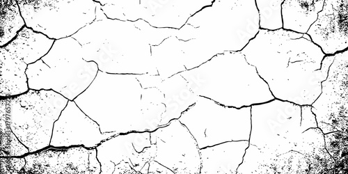 Black and white texture of cracked and abstract grunge texture effect old concrete faded wall dry surface patterns background.
