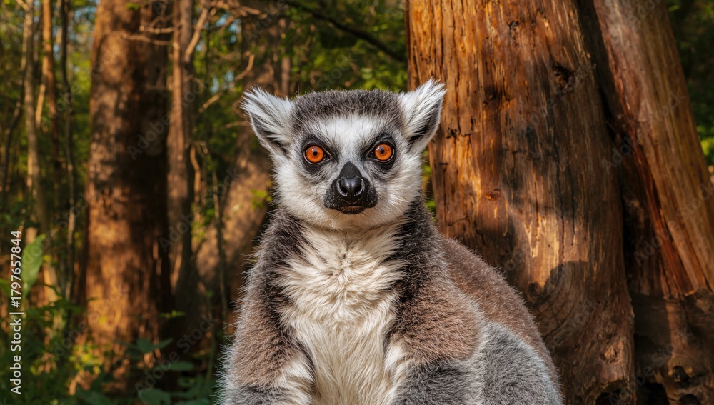 Obraz premium A Ring-Tailed Lemur in its habitat, highlighting the importance of wildlife preservation
