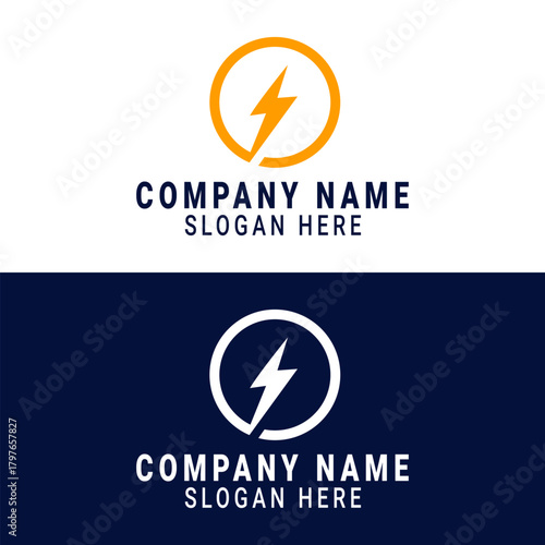 Free Download storm logo with circular and thunder element - GFXLoad
