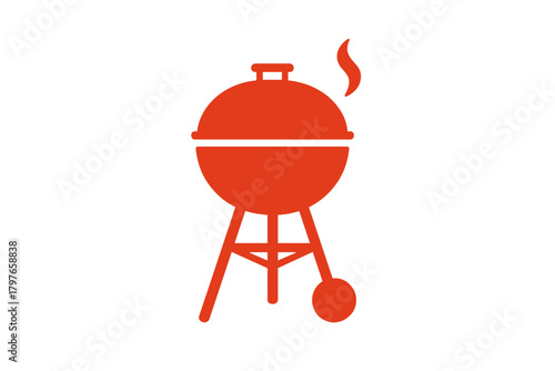 Smoking kettle barbecue grill icon for outdoor cooking and summer leisure activities