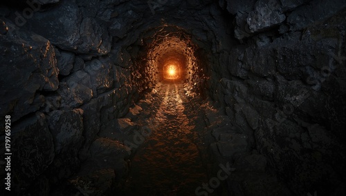 Tunnel illuminated by bright light at the end, suggesting hope and perseverance