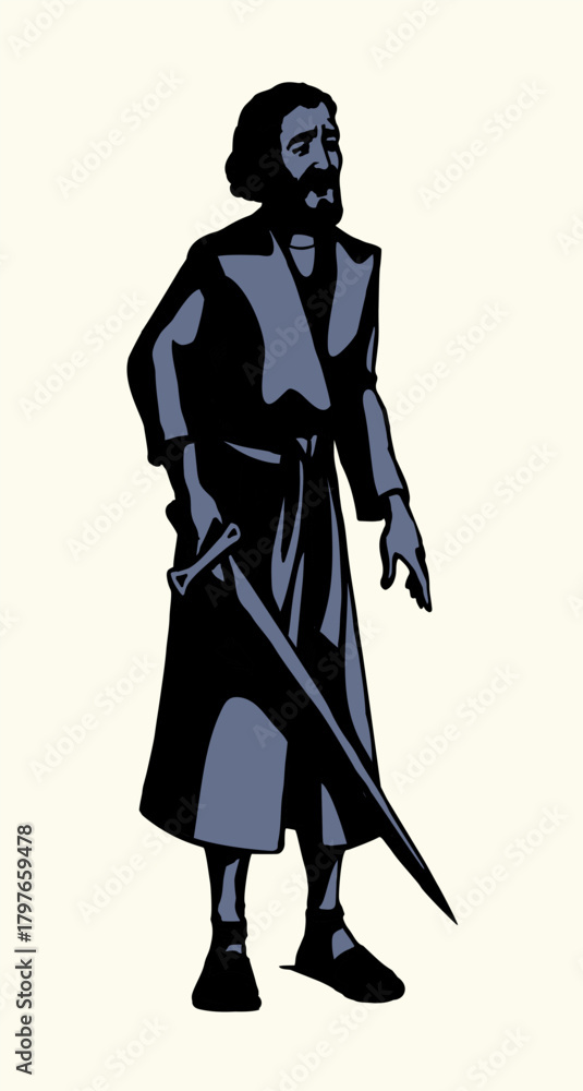 Fototapeta premium Vector drawing. Man with the sword