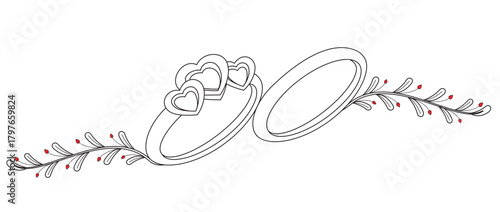 Line art vector illustration of an engagement ring
