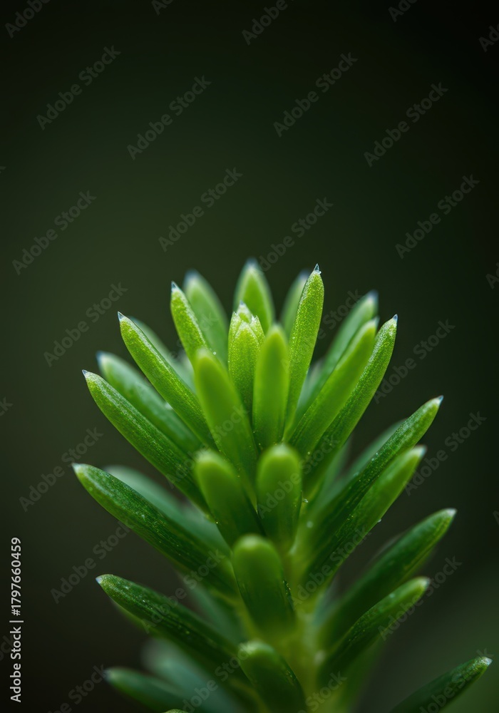 Obraz premium Close-up macro photograph showing a vibrant green plant in perfect focus against a very soft blurred background, emphasizing natural bokeh effect, focus, foliage, photography