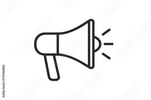 Megaphone outline icon symbolizing public announcement and important communication