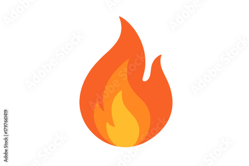 Simple stylized graphic icon of a burning flame showing heat and energy