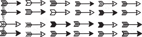 Repeating pattern of black and white arrows pointing right in rows and columns