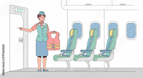 Safety Demonstration By Flight Attendant Before Flight Departure