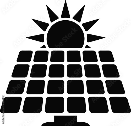 Simple solar panel icon for renewable energy
