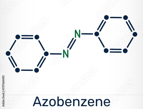 Azobenzene molecule, photoswitchable chemical compound. Chemical structure. Vector illustration
