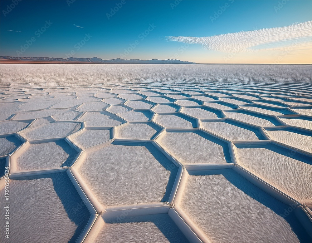 Obraz premium vast white salt flat hexagonal patterns