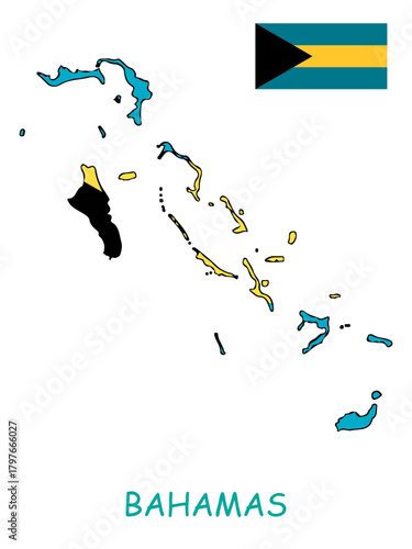 Bahamas Map and Flag Design