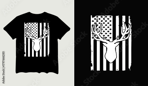 American Deer Hunter Patriotic t-shirt design for t-shirt quotes or poster svg printable cut file
