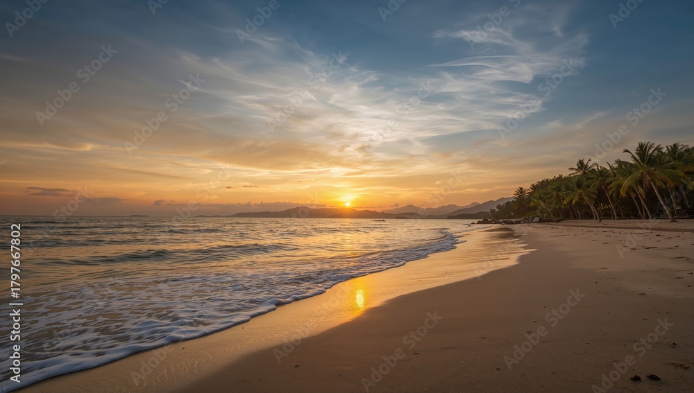 Obraz premium Phuket Kata Noi beach at sunset, seasonal change