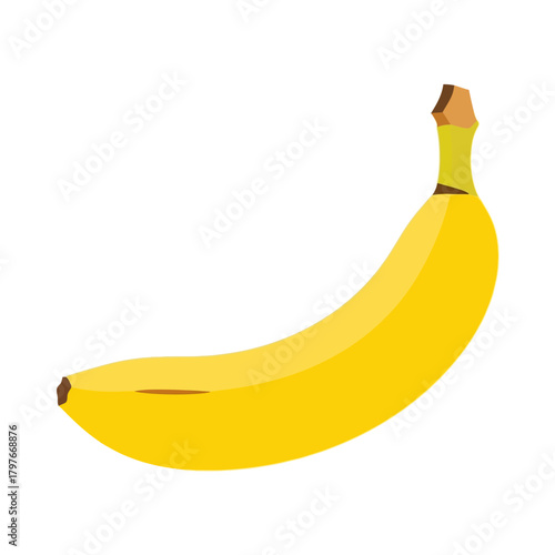 Single ripe yellow banana fruit isolated on a white background.