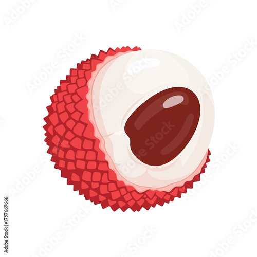 Fresh Lychee Fruit with Red Skin and White Flesh.